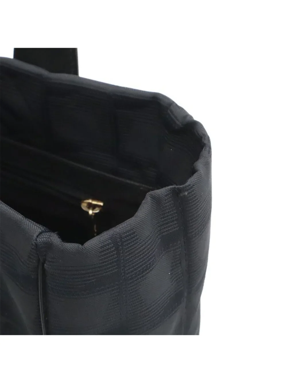 Chanel New Travel Line Tote PM Shoulder Bag Nylon Jacquard Leather Black
